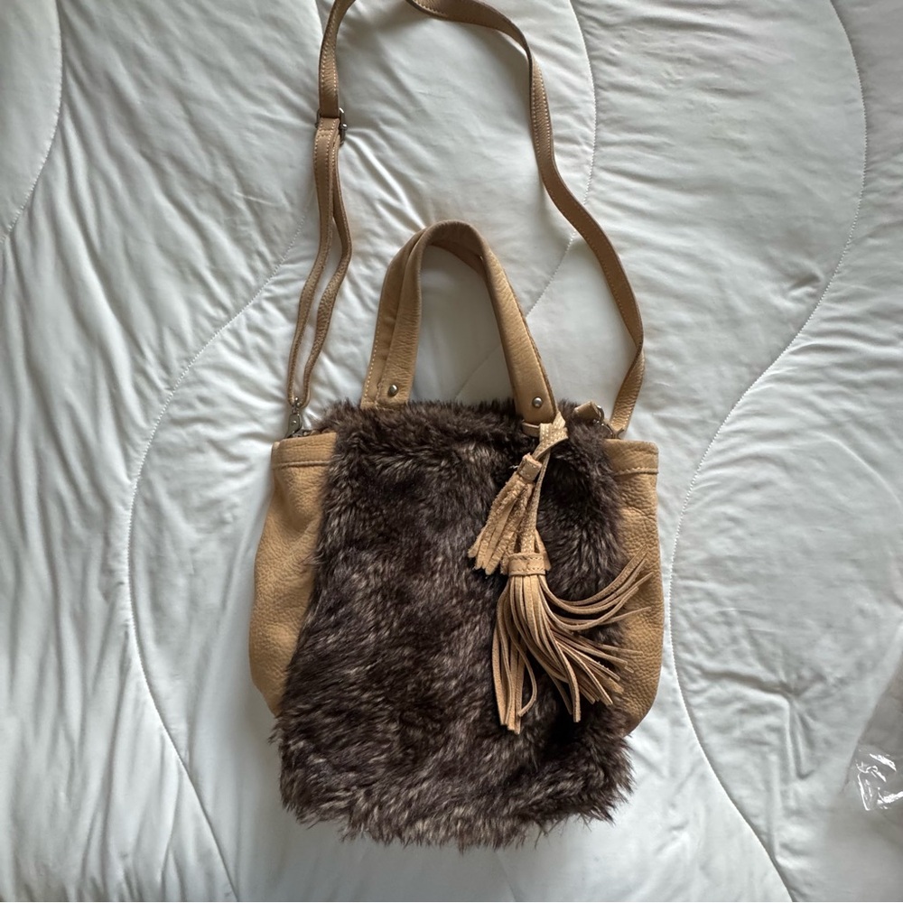 Anthropologie Miss Albright Suede/Faux Fur Handbag